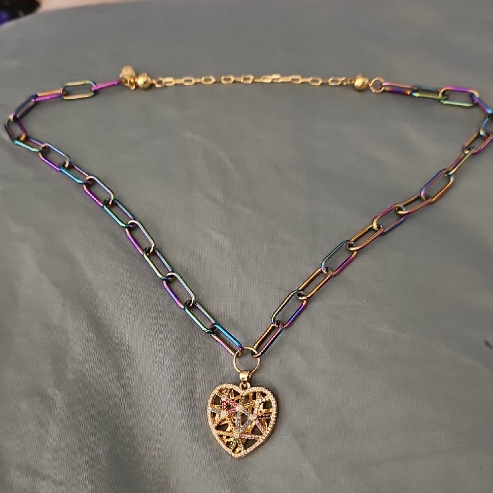 Alexa Rae Iridescent Heart Pendant Necklace